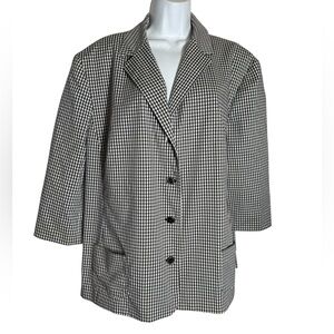 Jones‎ Wear Blazer Size 22W Black & White Houndstooth Blazer with Pockets 🖤🖤